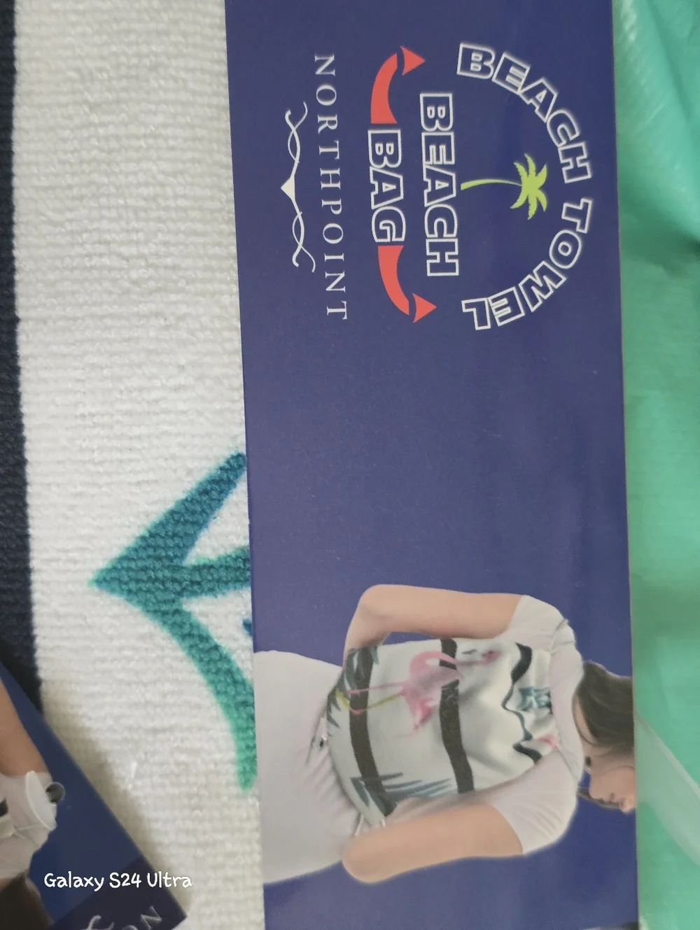3 Piece Beach/ Pool Set: Towel Bag, Cup, & Flip Flops Sz 9/10 NEW
